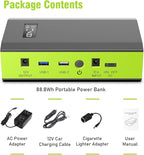 ZeroKor Portable Power Bank with AC Outlet, 65W External Battery Pack 24000mAh Portable Laptop Charger Portable Power Source Backup for Outdoor Tent Camping Home Office Smart Devices -Green
