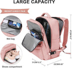 WONHOX Large Travel Backpack Women, Carry On Backpack,Hiking Backpack Waterproof Outdoor Sports Rucksack Casual Daypack with USB Charging Port Shoes Compartment,Pink…