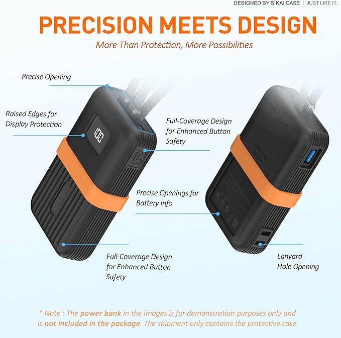 Silicone Case for Anker Zolo Power Bank (10,000mAh 30W) A1680/A1688 Protective Cover with Lanyard Slot, Drop-Proof Dust-Proof Precise Cutouts for Daily Use & Travel (Black)