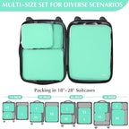 Gonex Compression Packing Cubes, 4pcs Expandable Storage Travel Luggage Bags Organizers (Mint Green)
