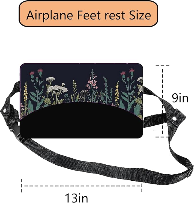 Airplane Foot Hammock Comfort Foot Hammock for Plane Travel Accessories,Airplane Gadgets,Good Use for Travel Essentials, Office,Desk (Flower, 1 Pack)