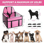 GENORTH Dog Car Seats for Small and Medium Dogs,Portable Puppy/Pet Car Booster Seat with Clip-On Leash and Mesh Window for Pet Up to 20 lbs