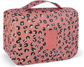 Lcsmaokin Large Capacity Toiletry Bag Travel Bag with Hanging Hook for Men and Women Waterproof Travel Cosmetic Bag Bathroom Storage Bag for Brushes Set,Full-Sized Shampoo,Accessories-Pink Leopard