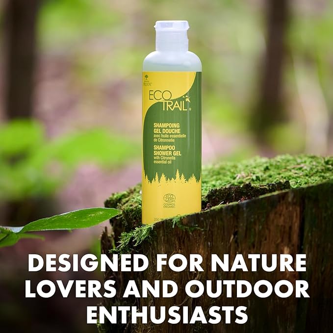 Ecotrail 2-in-1 Shampoo And Shower Gel Citronella Shampoo & Shower Gel – Biodegradable & All-Natural,Purifying, Toning &Soothing Ingredients – 250 ml (8.4 oz) Lemongrass Made in Canada by Druide