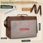 RAINSMORE Vintage Flap Messenger Bag for Men PU Leather Laptop Bag 15.6 Inch Mens Briefcase Waterproof Satchel Computer Bag