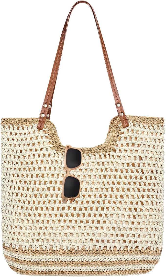 Crochet Beach Bag Summer Woven Tote Bag Crochet Purse for Women handbags Boho Shoulder Bags for Travel Vacation