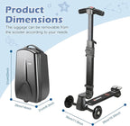 Scooter Luggage for Kids Scooter Suitcase for Ages 4-12, 4 in 1 Kids Luggage Boarding Suitcase Detachable & Foldable Scooter Travel Trolley Ride On Luggage-Black