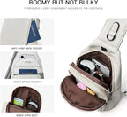 LATMAP Sling Bag For Women Faux Leather Small Casual Daypack Backpack Fanny Pack Crossbody Chest Bags Purse