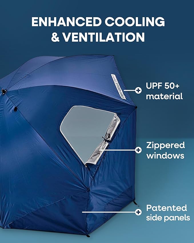 Sport-Brella Premiere UPF 50+ Umbrella Shelter with Patented Side Panels and Tilt Mechanism, Heavy-Duty 1.25 Inch Center Pole, Auger Anchor for Sand and Grass