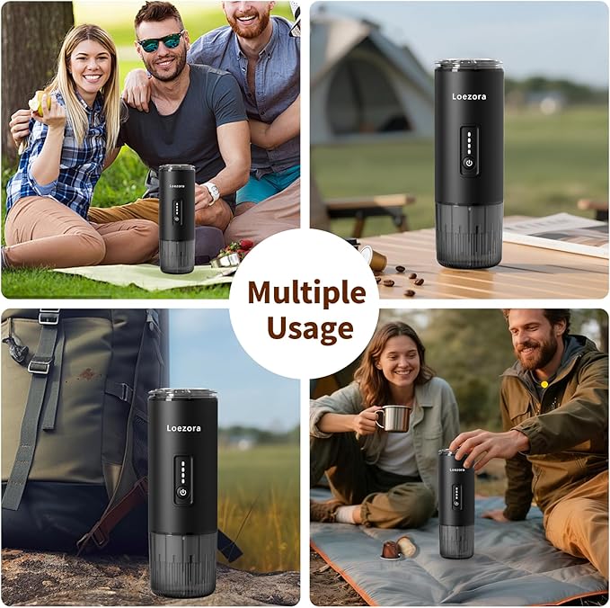 Portable Espresso Maker, 20Bar Rechargeable Wireless Stainless Steel, 3-in-1 for Nespresso & Ground Coffee, Self-Heating Travel Coffee Machine for Camping Office (Black)
