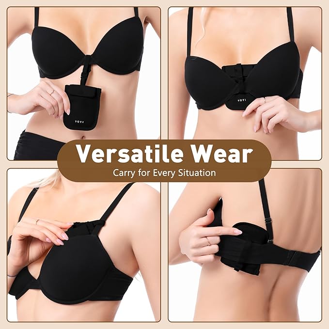 YOYI YOYI RFID Undercover Bra Wallet,Travel Pouch,Secret Pocket - Credit Cards & Money & Valuables with Adjustable,Elastic Strap Suitable for All Bra Sizes