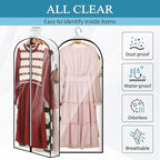 50" All Clear Garment Bags for Hanging Clothes, 4" Gusseted Suit Bags for Closet Storage, Plastic Garment Covers with Zipper for Coats, Jackets, Shirts, 4 Packs