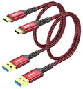 SUNGUY 10Gbps Android Auto USB C Cable, [2-Pack,1.5FT] 3A Fast Charging & Data Transfer USB C CarPlay Cable, Compatible with iPhone 17/16/15 Pro Max, Galaxy S22 S21 Note 20, Pixel 7 (Red)