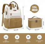 Maelstrom Travel Backpack for Women Men,Laptop Backpack Fits 15.6-17.3 Inch Laptop, Nurse/Work Bag with Insulated Lunch Box (Khaki-beige)