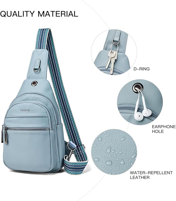 LATMAP Sling Bag For Women Faux Leather Small Casual Daypack Backpack Fanny Pack Crossbody Chest Bags Purse