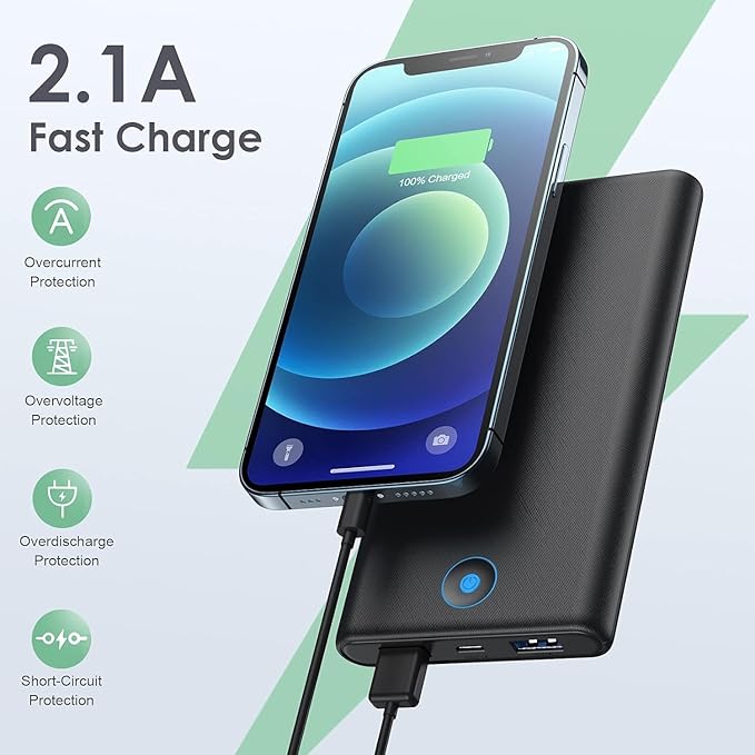 [2-Pack] Portable Charger Power Bank 20000mAh,Ultra Slim Fast Charging Battery Pack with Dual USB Outputs,Travel Essential Portable Phone Charger for iPhone 17/16/15/14/13/12/X,Galaxy S24-Black+Red