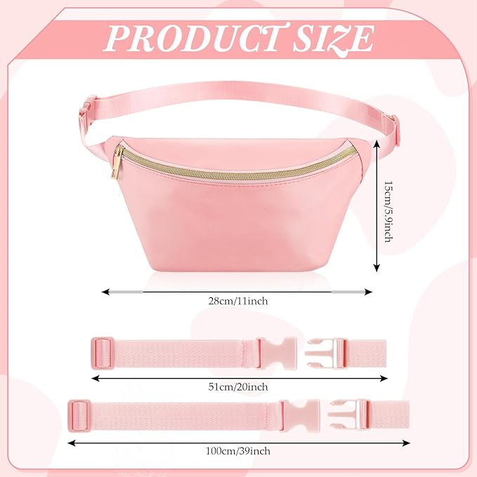 Amylove 9 Pieces Fanny Packs Nylon Waist Bag Zipper Travel Running Bag with Adjustable Strap for Women Men(Nylon,Pink)