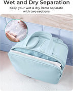 BAGSMART Travel Toiletry Bag, Crush Toiletry Bag for Women, Wide-open Puffy Toiletry Bags for Traveling, Large Travel Cosmetic Makeup Bag Organizer for Accessories,Toiletrie, Blue