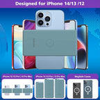 Magnetic Battery Pack for iPhone /17/16/15/14/13/12 Series, 10,000mAh Mag-Safe Battery Pack, Slim Mag-Safe Power Bank Charger, Power Bank Magnetic Charger for iPhone (Light Blue)