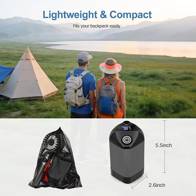 Portable Shower for Camping with 7800mAh Battery, Rechargeable Camping Shower with Intelligent LED Display, 3 Spray Modes, IPX8 Waterproof Outdoor Camp Pump for Hiking, Travel, Car, Pet