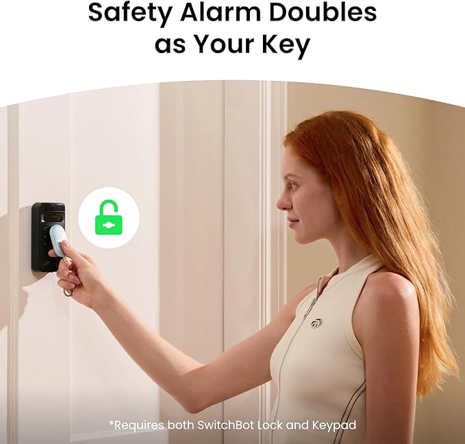 SwitchBot 130 dB Personal Safety Alarm for Women with Apple Find My APP, Extra-Loud Siren & Strobe Light, Waterproof Self Defense Keychain for Women, College Girls and Kids (White)