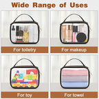 Wedama Clear Toiletry Bag, 3 Pack Clear Makeup Bags with Handles, PVC Cosmetic Bags for Women and Men, Large Opening Toiletry Bags, Black