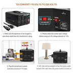 Yinleader 5000W Voltage Converter Transformer Step Up 110V-120V to220V-240V or Step Down 220V to 110V AC Power Converter w/US Standard Power Cord,Circuit Breaker Protection