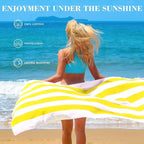 Exclusivo Mezcla 4 Pack Cotton Large 30x60 Inches Soft Cabana Stripe Thick Beach Towel, Super Absorbent Travel Bath Pool Towel (Yellow)