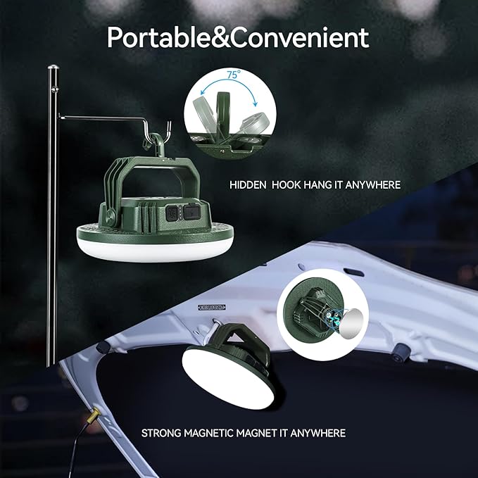 VAVOFO 42W 4000LM LED Camping Lantern Rechargeable, 10,000mAh Camping Lights, 3 Lighting Modes, IP65 Waterproof Flashlight , Portable Tent Light with Magnetic Base for Emergencies & Holiday Fun
