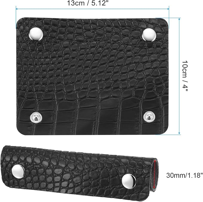 PATIKIL Luggage Handle Wrap, 2 Pack Irregular Pattern PU Handbag Grip Cover Protector Identifier with Clasp for Suitcase Grocery Shopping Bag, Black