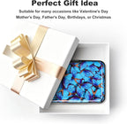 ELFISH RFID Blocking Credit Card Protector Aluminum ID Case Hard Shell Business Card Holders Metal Wallet for Men or Women (Blue Butterfly)