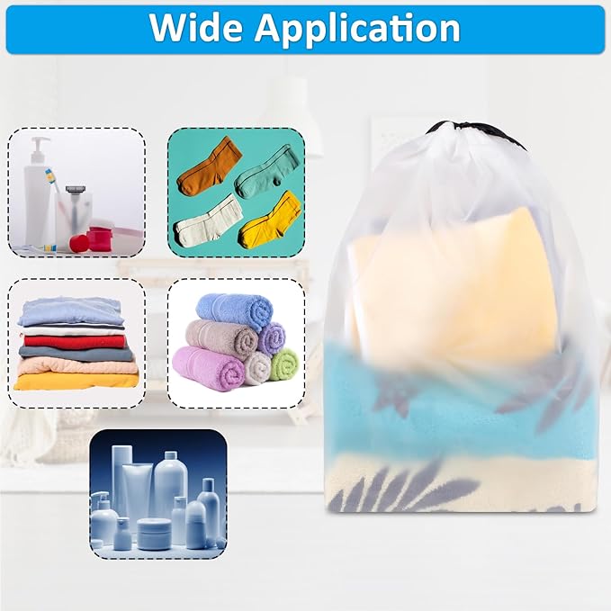 COIDEA, Waterproof Travel Drawstring Shoe Bags for Packing, Storage, Travel Essentials for Men and Women, 15.7 x 11.8 inches, Clear, 5 pieces