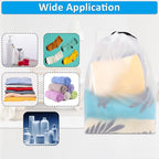 COIDEA, Waterproof Travel Drawstring Shoe Bags for Packing, Storage, Travel Essentials for Men and Women, 15.7 x 11.8 inches, Clear, 5 pieces