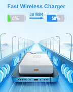 BBD Magnetic Power Bank for iPhone,12000mAh Magsafe Battery Pack with 20w Fast Charging,Slim Magsafe Power Bank USB C in&Out,Wireless Portable Charger for iPhone 17/16/15/14/13/12 Series-White