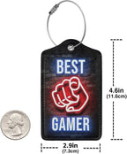 GACCAP 2 Pack Luggage Tags for Suitcase, Privacy Cover ID Label with Stainless Steel and Address Card for Travel Bag Backpack Cruise Ship Essentials Tag Men Boys - Best Gamer