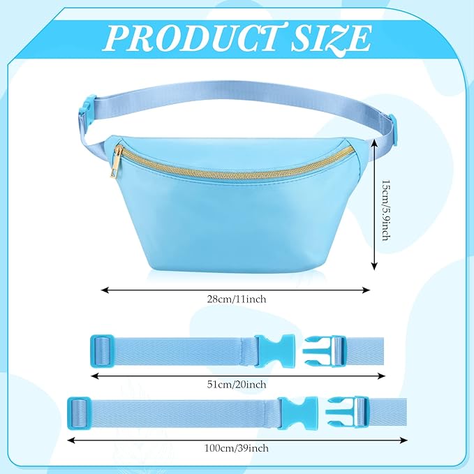 Amylove 9 Pieces Fanny Packs Nylon Waist Bag Zipper Travel Running Bag with Adjustable Strap for Women Men(Nylon,Bright Colors)