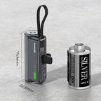 sharge Flow Mini 2 Power Bank with Built-in Cable 22.5W Max Portable Charger for Travel, Fast Charging Battery Pack with iOS and USB-C Connector for iPhone 17/16/15/14, Galaxy, Google, and More