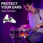 High Fidelity Concert Earplugs for Concerts Musicians，Earplugs for noise reduction，24db Advanced Filter Technology Ear Protection for Music Festivals,DJ's, Nightclub, Drummers - 2 Pairs（Black）