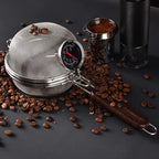 Home Coffee Bean Roaster Tool - CAFEMASY Portable Stainless Steel Handy Coffee Roaster Mesh Pan Tool with Thermometer for Home & Outdoor Coffee Beans Baking