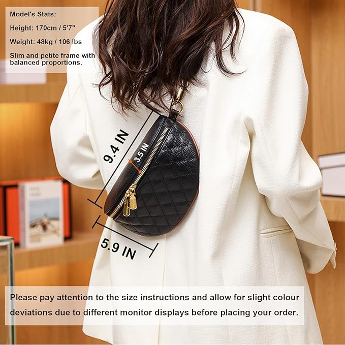 Eslcorri Small Crossbody Sling Bag for Women Trendy - Fanny Packs Leather Chest Belt Bum Bag Anti Theft Purse for Travel