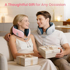 Medicane Pink Neck Travel Pillow with Massage, Neck Massager with Heat & Gentle Vibration Massage with Ergonomic Foam,Perfect for Airplane,Car,Office,Pain Relief,Sleeping,Traveling,Long Flight