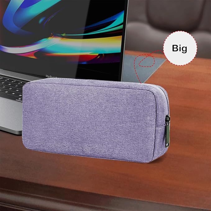 CAAORDKSO Electronics Organizer Travel Case, Water Resistant Cable Organizer Bag for Cable, Cord, Charger, Phone, Power Bank, Earphone, Electronics Accessories (Big-Purple)