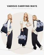LOVEVOOK Laptop Backpack for Women, 15.6 Inch Work Laptop Bag with USB Port, Fashion Teacher Nurse Backpack Purse, Waterproof Travel Computer Backpack with Organizer Bag, 2PCS, Grey Blue-Ink Blue