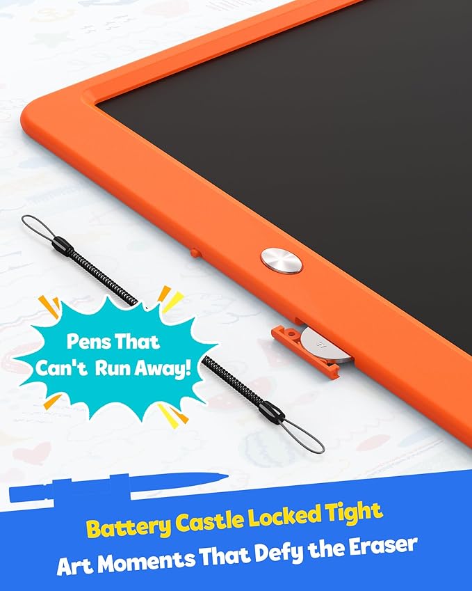 TEKFUN 12 Inch LCD Writing Tablet for Kids, Coloring Drawing Pad, Mess Free Doodle Board, Airplane Travel Toys for Boys and Toddlers, Road Trip Essentials, Gifts for 3-8 Year Old Girls (Orange)