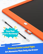 TEKFUN 12 Inch LCD Writing Tablet for Kids, Coloring Drawing Pad, Mess Free Doodle Board, Airplane Travel Toys for Boys and Toddlers, Road Trip Essentials, Gifts for 3-8 Year Old Girls (Orange)