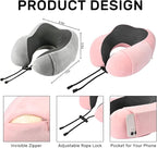 urnexttour Neck Pillow Airplane-2 Pack Memory Foam Travel Pillow, Soft Support Travel Neck Pillow for Travelling, Sleeping Rest, Car, Train and Home Use (Grey&Pink)