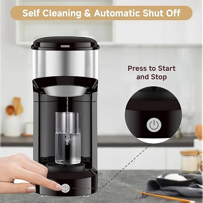 Single Serve Coffee Maker, 2 in 1 Brewer for K Pod & Ground Coffee, 90s Rapid Brew 6 to 14oz Capacities with Auto Shut Off, Small Compact Design for Home Office Travel Camping (Black)