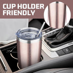 20 oz Tumbler with Lids and Straws, Stainless Steel Insulated Travel Coffee Mug, Double Wall Vacuum Insulated Tumblers, Powder Coated Coffee Tumbler for Cold & Hot Drinks (Rose Gold)