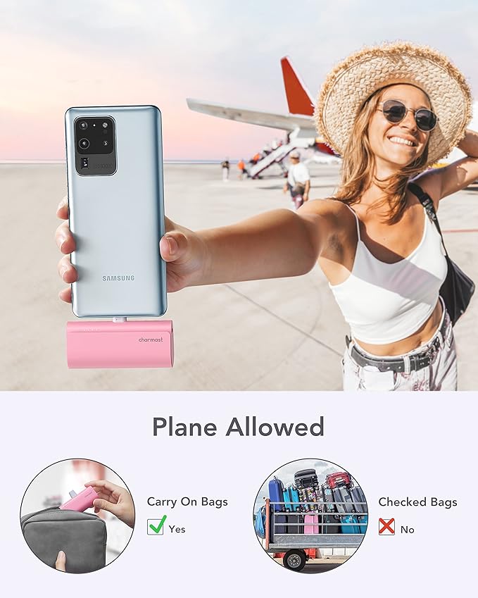 charmast Portable Charger USB C for iPhone 17/16/15, 5000mAh Fast Charging Power Bank with Built-in Type-C Connector, 20W Mini Battery Pack for iPhone 17/16/15 Series, Samsung S25/S24/S23, and More
