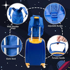 BABY JOY 2 PC Kids Carry On Luggage Set, 18" Toddler Trolley Case & 12" Backpack with Hard Shell & Rolling Wheel Design, Kids Suitcase for Boys Girls (Astronaut)